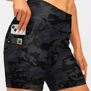 Sleek Black Camo 4D Padded Bike Shorts